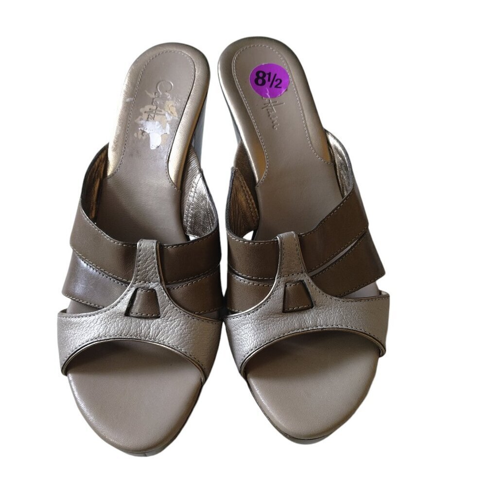 Cole Haan Women's 8.5 Slip On 3.5 Inch Block Heel Sandals Strappy Slides NEW